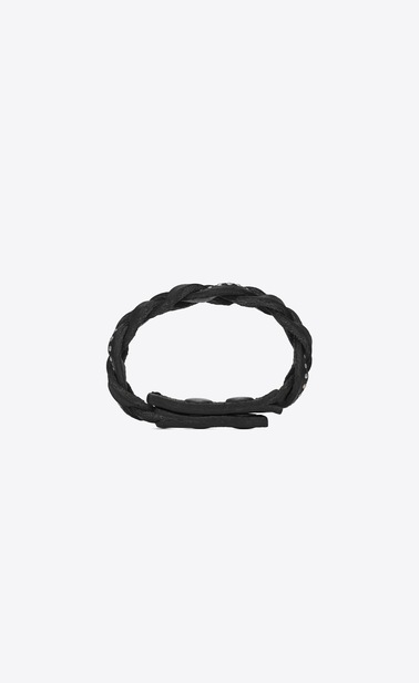 Geflochtenes MARRAKECH Armband aus schwarzem Leder mit Nieten